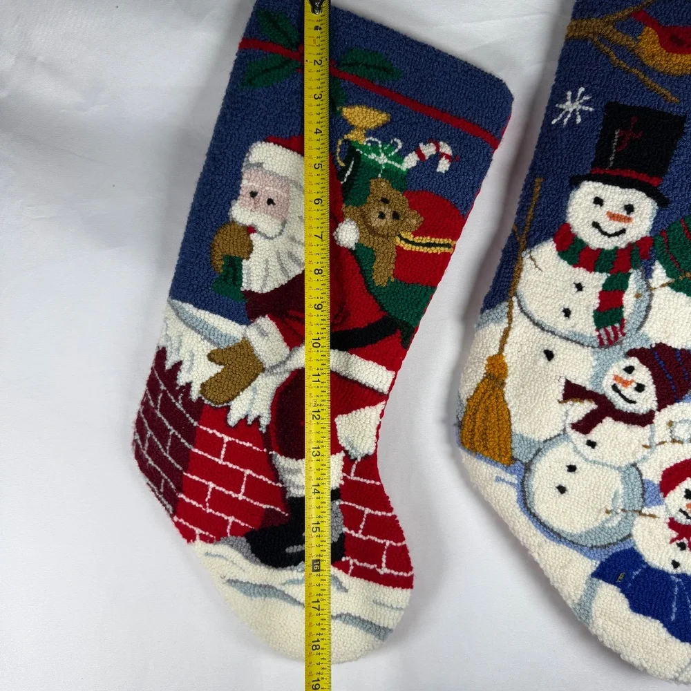 Set of 2 Vintage Hook & Loop Christmas Stocking